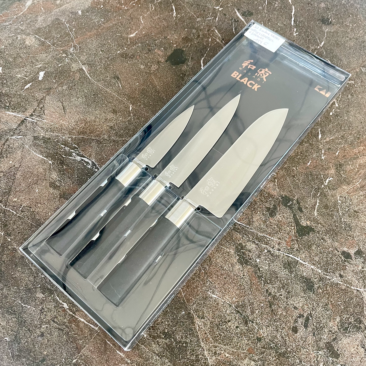 Coffret 3 couteaux japonais - WASABI BLACK - Couteaux SANTOKU - UNIVERSEL - OFFICE