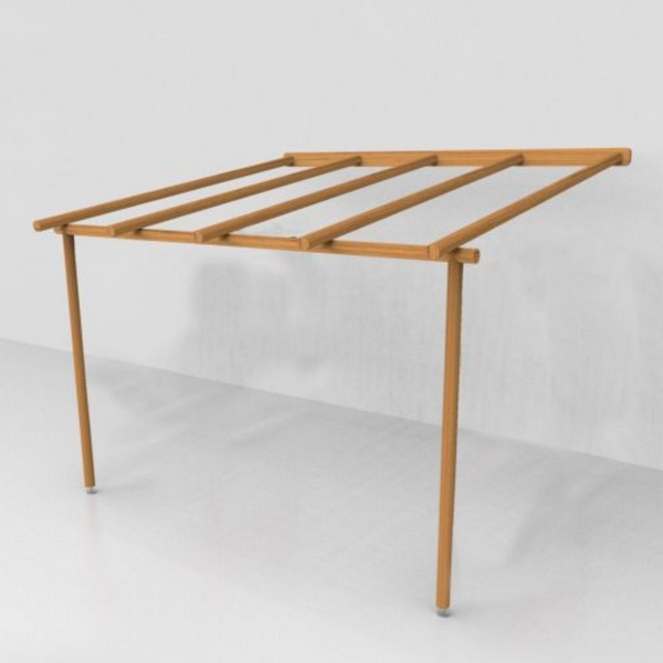 Pergola NAGI adossée avec couverture cannisse bambou